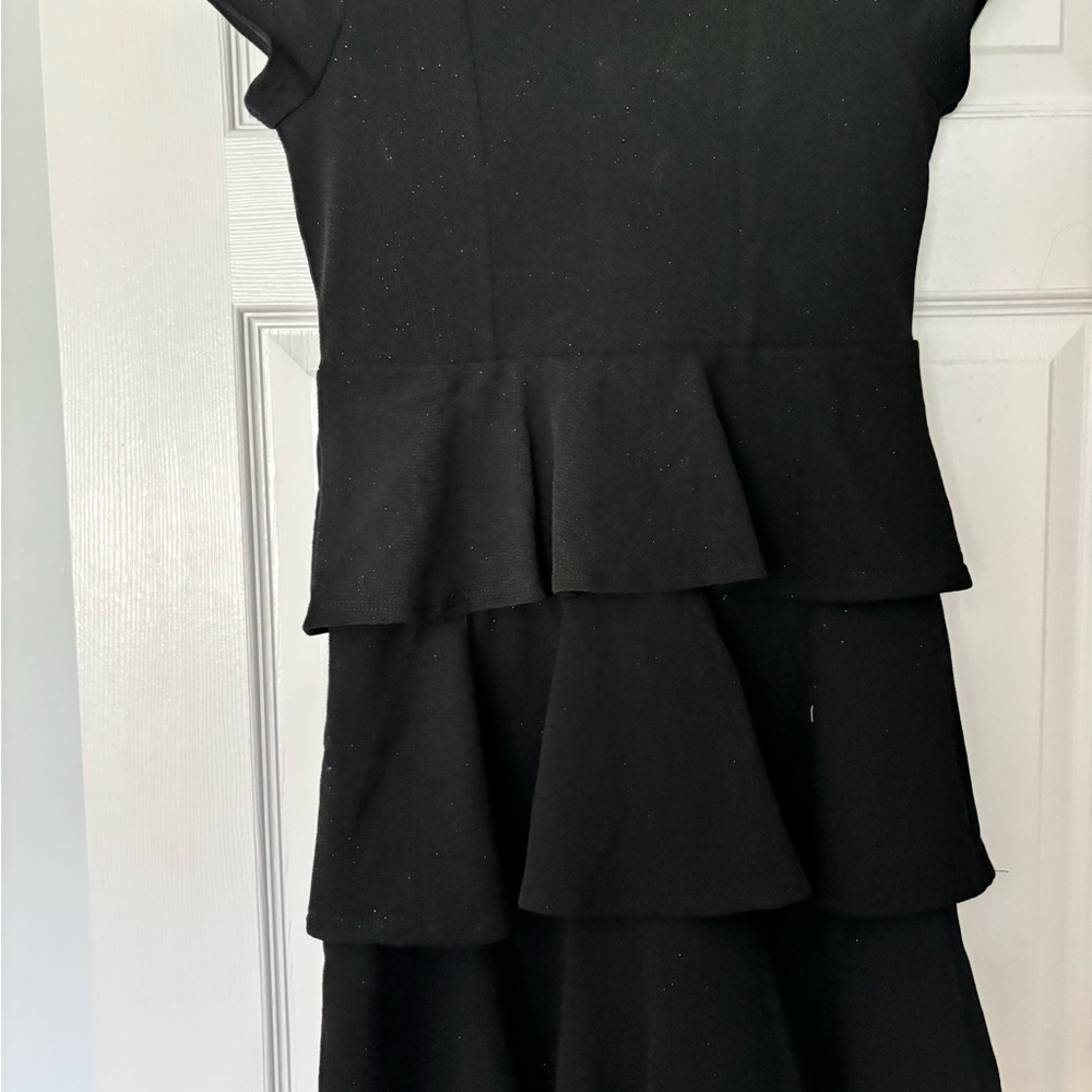 Three Hearts Black Textured Dress